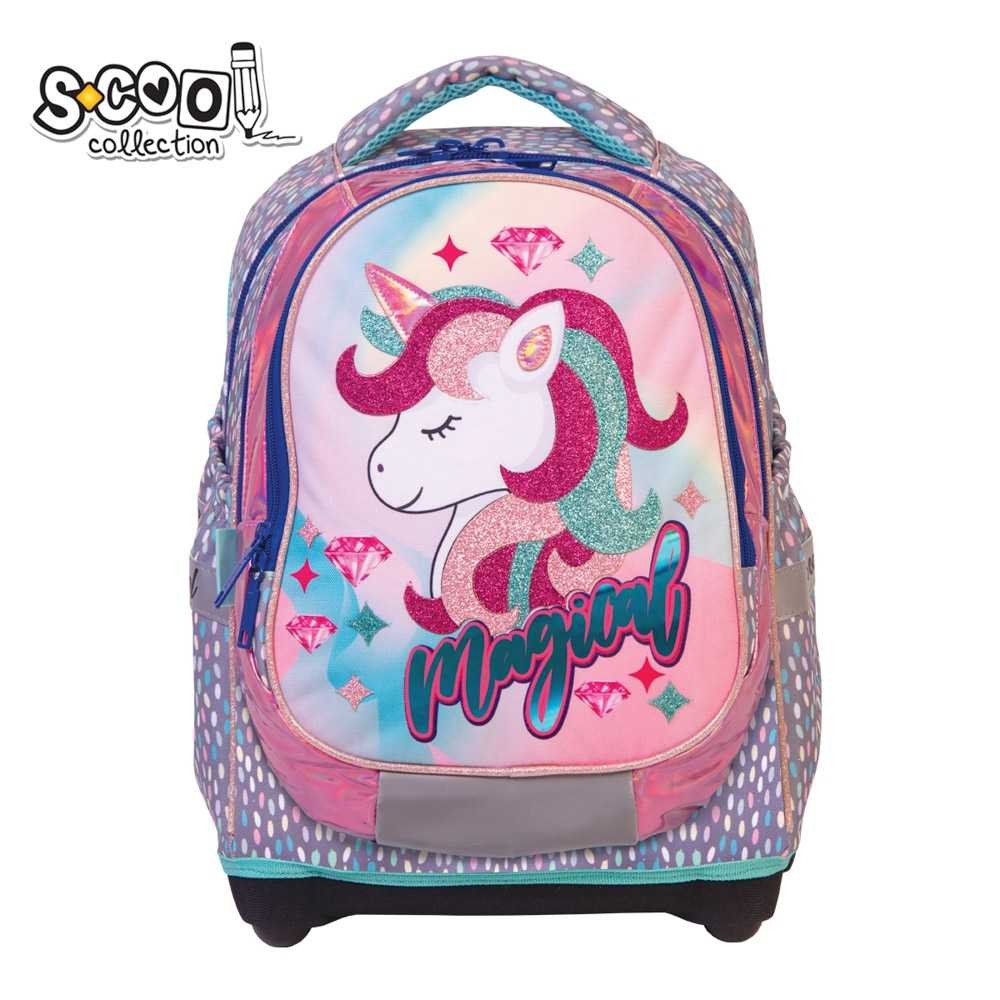 Ghiozdan Magical Unicorn, 3 fermoare, baza din spuma EVA, culori multiple - imagine 10